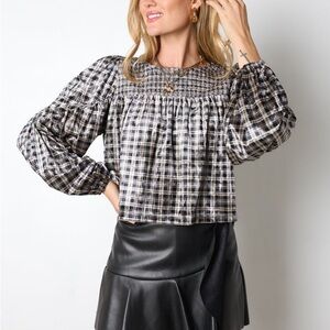 Vestique NWT Sonia Top Velvet Plaid Size Small